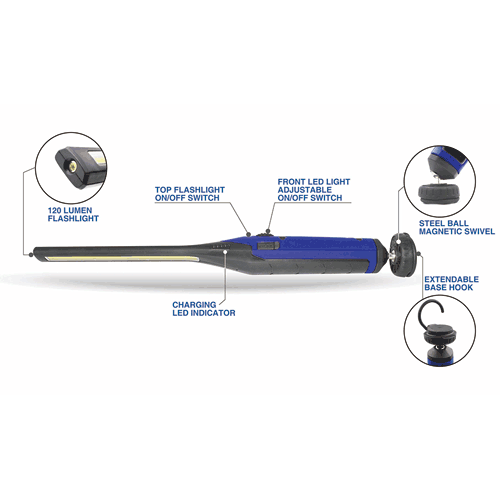 Picture of 650 Lumen Rechargeable LED Slim Light with Top Flashlight