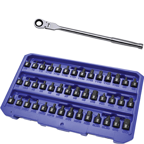Picture of Flex Head Ratchet Wrench / Nano Impact Bit Socket Set Bundle