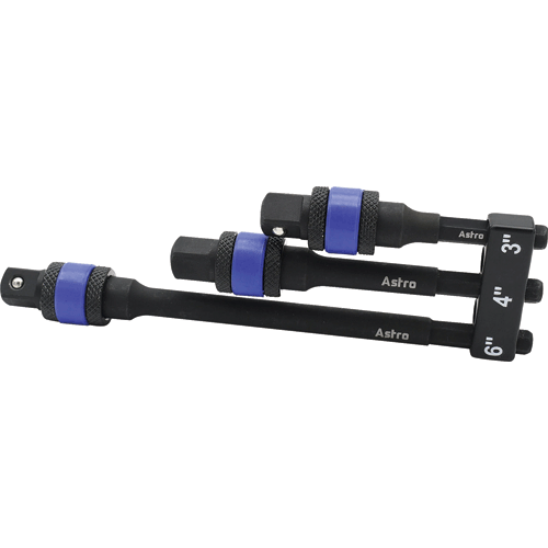 Picture of 3 Pc Locking 3/8″ Drive 1/4″ Hex Shank Impact Adapter Extension Set