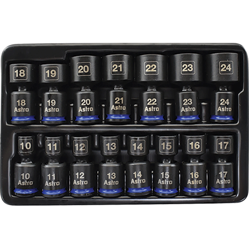 Picture of 15 Piece 3/8" Drive 10-24mm Pinless Universal Impact Sockets - No Skips
