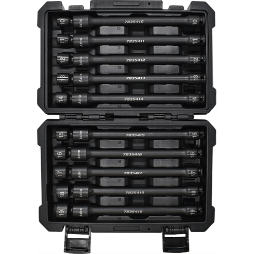 Picture of 10 Pc. 3/8" Drive 6Pt Pinless Universal Extension Socket Set-Metric