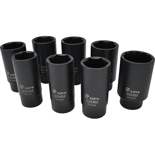 Picture of 8 Pc. 6 Point Axle Nut Socket Set