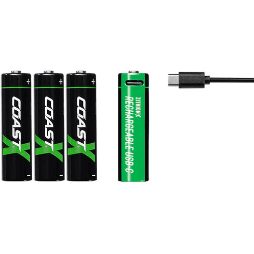 Picture of Zithion-X AA Rechargeable Lithium-Ion Batteries with USB-C Port (1.5V, 2400mAh, 4-Pack)