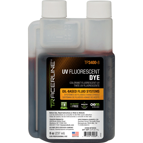 Picture of UV Fluorescent Dye, Glows Yellow, 8 oz (237 ml) Bottle