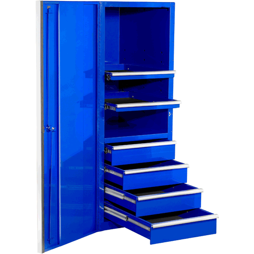 Picture of Extreme Tools® EXQ Professional Series 24″W x 30″D 4 Drawer and 2 Shelf Side Cabinet (Blue-Aluminum)