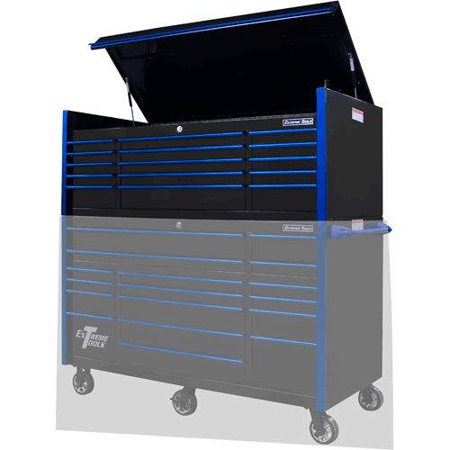 Picture of Extreme Tools Professional EXQ 72″ Quick Release 17-Drawer Triple Bank Roller Cabinet (Black-Blue)