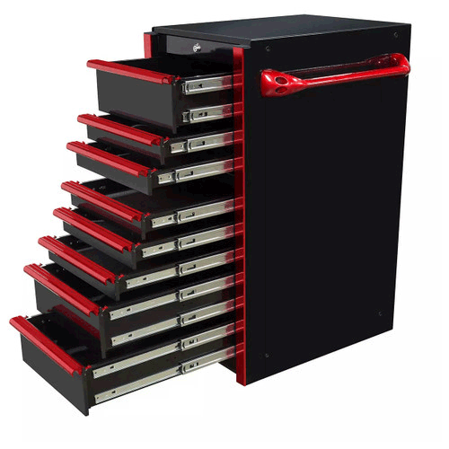Picture of 19" 8 Drawer Side Box, Black with Chrome Handles
