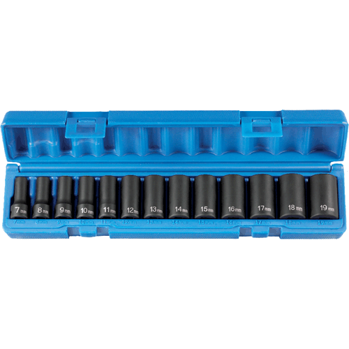Picture of 13 Pc. 

3/8" Dr. Semi-Deep Impact Socket Set, 6 Pt.