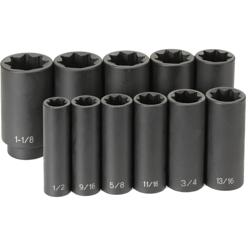 Picture of 1/2" Dr. 11 Pc. Fractional Deep Impact Socket Set