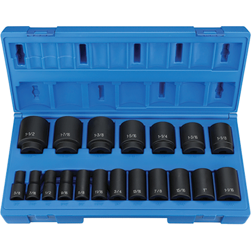 Picture of 19 Pc. 1/2" Drive Semi-Deep Length Impact Set