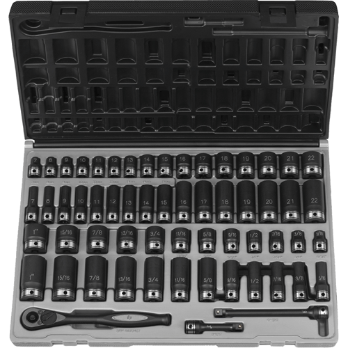 Picture of 59 Pc. 3/8" Dr. Fractional & Metric Duo-Socket Set, 12 Pt.