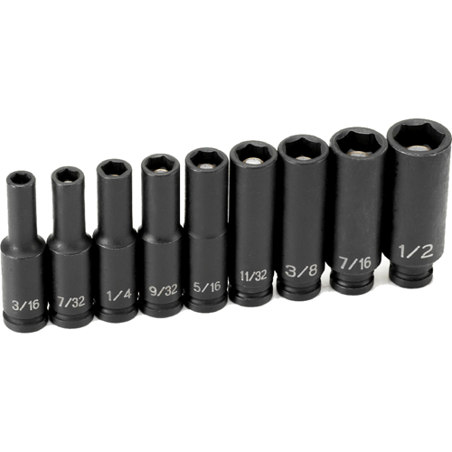 Picture of 9 Pc. 1/4" Dr. Deep Length Fractional Magnetic Set
