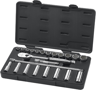Picture of 23 Pc. 1/2" Drive SAE Standard & Deep Socket Set