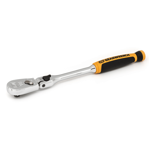 Picture of 1/4" Drive 90-Tooth Dual Material Locking Flex Head Teardrop Ratchet 8"