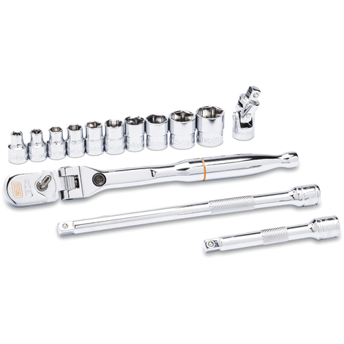 Picture of 14 Pc. 1/4" Drive 120XP Locking Flex Head Ratchet and 6 Point SAE Stubby Socket Mechanics Tool Set