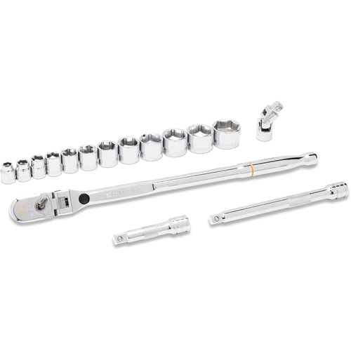 Picture of 16 Pc. 3/8" Drive 120XP Locking Flex Head Ratchet and 6 Point SAE Stubby Socket Mechanics Tool Set