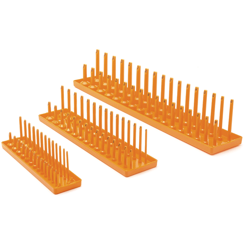 Picture of 3 Pc. 1/4", 3/8" & 1/2" Drive Orange Metric Socket Storage Tray Set