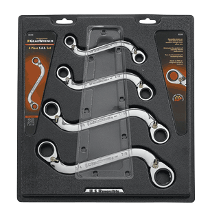 Picture of 4 Pc. Reversible "S-shaped" Double Box Ratcheting Wrench Set - SAE