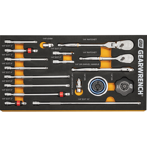 Picture of 18 Pc. 1/4" 90-Tooth Ratchet & Drive Tool Set with EVA Foam Tray