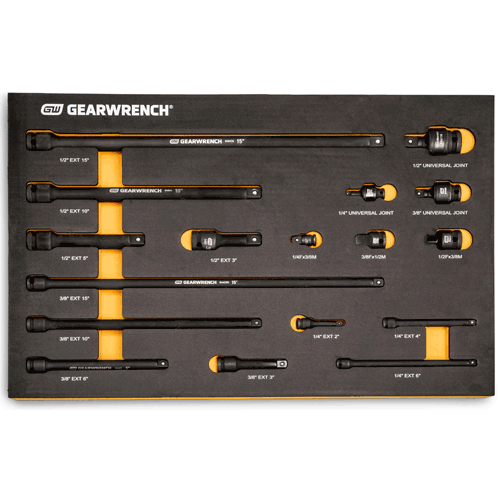 Picture of 17 Pc. 1/4", 3/8", 1/2" Impact Drive Tool Accessories Set with EVA Foam Tray