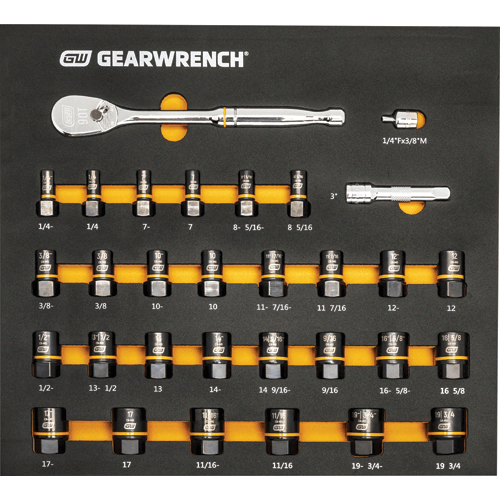 Picture of 31 Pc. 3/8" Drive 90T Ratchet and Bolt Biter Socket Set MM/SAE with EVA Foam