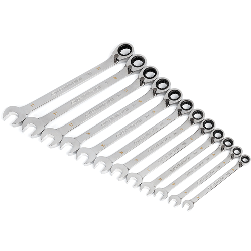 Picture of 12 Pc. 90-Tooth 12 Point Metric Reversible Ratcheting Wrench Set, 8-19mm