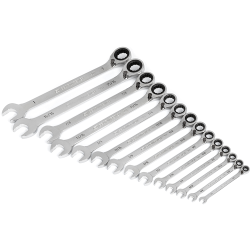 Picture of 14 Pc. 90-Tooth 12 Point SAE Reversible Ratcheting Wrench Set, 1/4"-1"