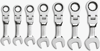 Picture of 7 Pc. SAE Stubby Flex-Head Combination Ratcheting Wrench Set