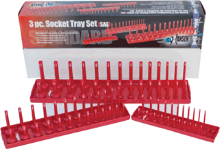 Picture of 3 Pc. SAE Easy ID Socket Tray Set - Red