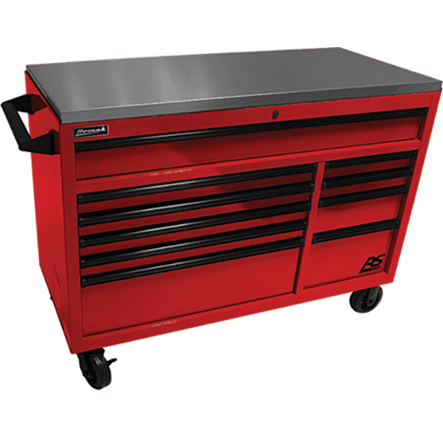 Picture of 54" RS PRO 10 Drawer Roller Cabinet with Stainless Steel Top - Red