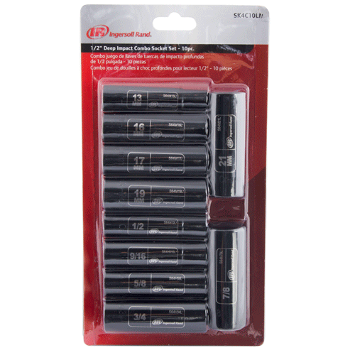 Picture of 10 Pc. 1/2" Dr. Deep Combo SAE & Metric Impact Socket Set