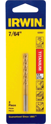 Picture of Titanium Nitride Coated High Speed Steel Fractional Straight Shank Jobber Length Drill Bit, 7/64"