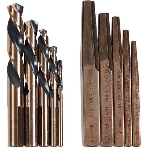 Picture of 10 Pc. Left Hand Screw Machine Drill & Square Extractor Set</p>