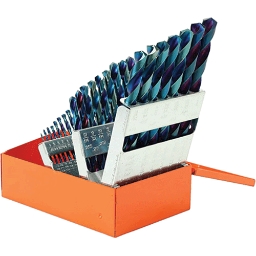 Picture of 29 Piece Steel Blue Jobber Length Drill Bit Set 1/16" - 1/2" by 64ths
