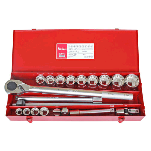 Picture of 3/4 Sq. Dr. Socket Set   12 point   25 pieces
