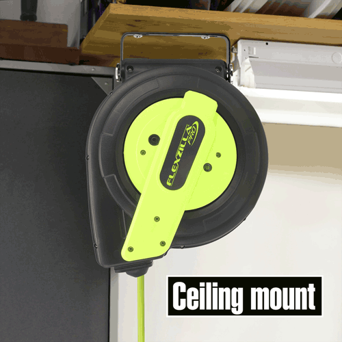 Picture of Flexzilla® Pro Retractable Extension Cord Reel, 60', 12/3 AWG SJTOW, Grounded Triple Tap Outlet, Indoor/Dry Locations, ZillaGreen™