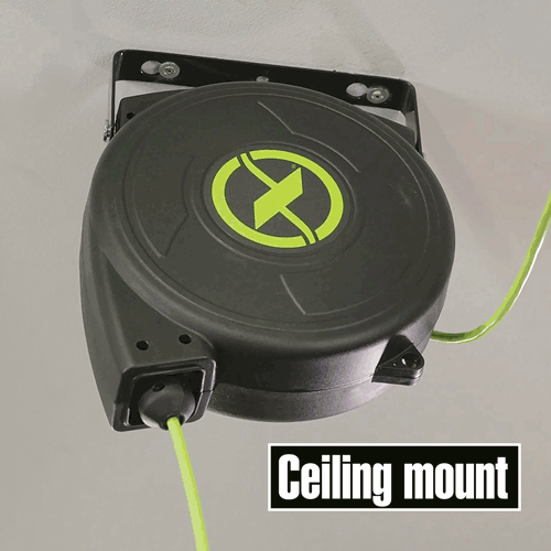 Picture of Flexzilla® Retractable Extension Cord Reel, 50', 14/3 AWG SJTOW, Grounded Triple Tap Outlet, Indoor/Dry Locations, ZillaGreen™
