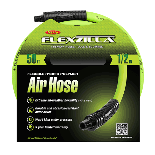 Picture of Flexzilla® Air Hose, 1/2" x 50', 3/8" MNPT Fittings, ZillaGreen®