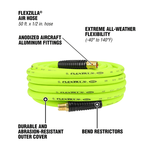 Picture of Flexzilla® Air Hose, 1/2" x 50', 1/2" MNPT Fittings, ZillaGreen®