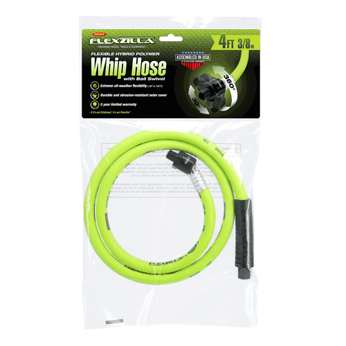 Picture of Flexzilla® Whip Hose with Ball Swivel, 3/8" x 4', ZillaGreen®