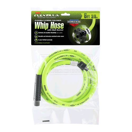 Picture of Flexzilla® Whip Hose with Ball Swivel, 3/8" x 6', ZillaGreen®