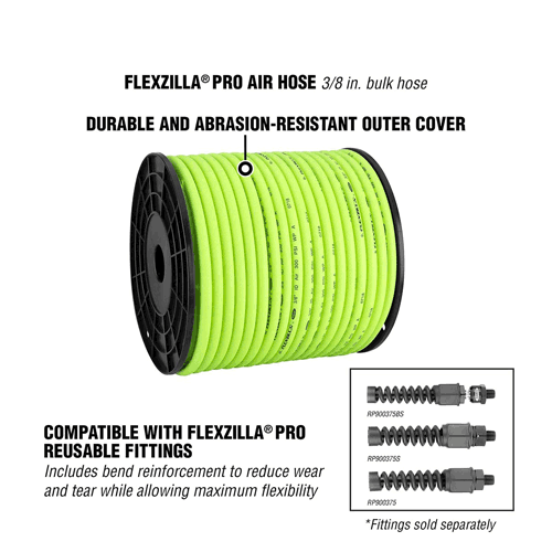 Picture of Flexzilla® Pro Air Hose, 3/8” x 250’, Plastic Spool, ZillaGreen®