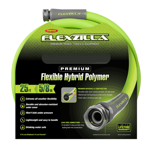 Picture of Flexzilla® Garden Hose, 5/8" x 25', 3/4" - 11-1/2 GHT Fittings, ZillaGreen®