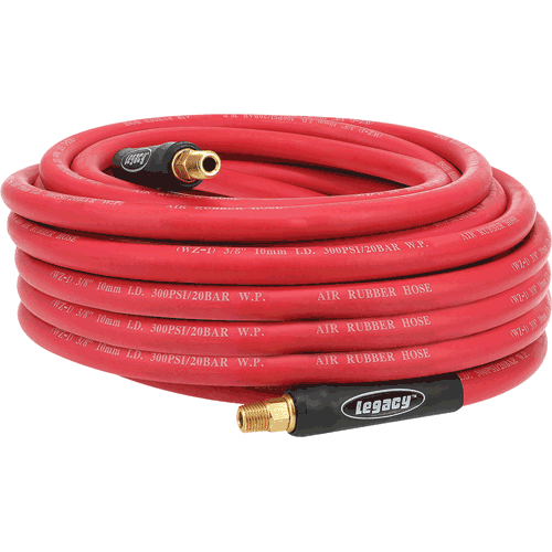 Picture of Workforce® Air Hose, 3/8" x 50', 1/4" Fittings, Red, Rubber