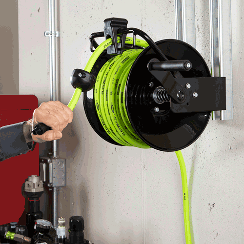 Picture of Flexzilla® Manual Air Hose Reel, Open Face, Portable, 1/4" x 100', ZillaGreen™