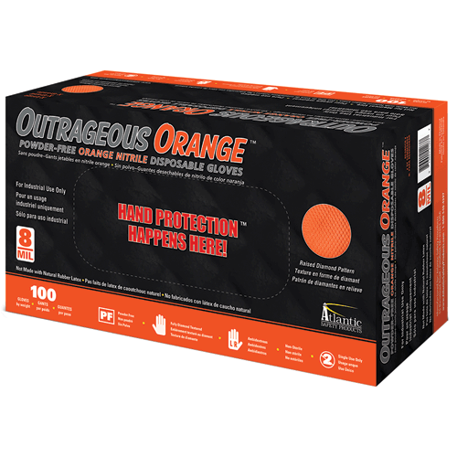 Picture of Outrageous Orange Powder-Free Orange Nitrile Gloves, XX-Large