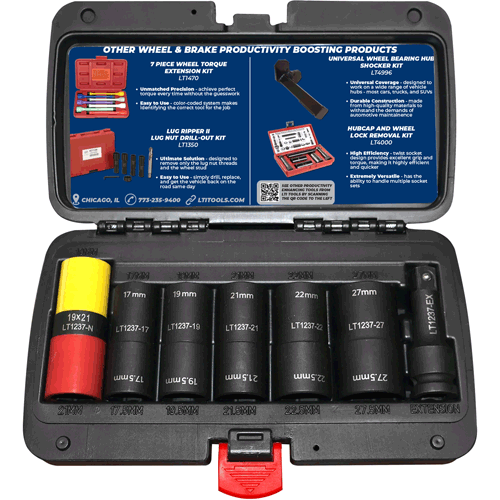 Picture of 1/2-Inch Drive Flip Socket Set (7-Piece) For Standard, Or Damaged Capped/Clad Lug Nuts