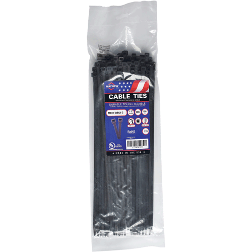 Picture of 11? UV Black Cable Ties 50 lbs. Tensile Strength