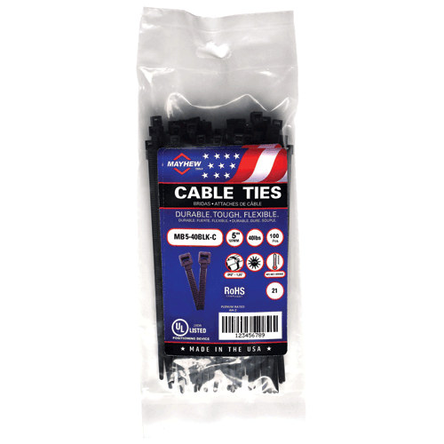 Picture of 5" UV Black Cable Ties 40 lbs. Tensile Strength