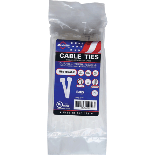 Picture of 5" Natural Cable Ties 40 lbs. Tensile Strength